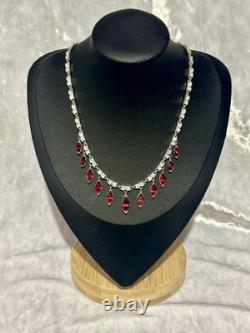 TRIFARI Ruby-Red Dangle Married Alfred Philippe Rhodium Marquise PAT PEND withBox