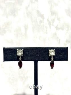 TRIFARI Ruby-Red Dangle Married Alfred Philippe Rhodium Marquise PAT PEND withBox