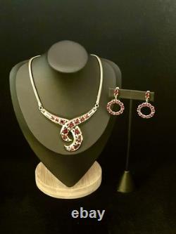 TRIFARI Ruby Red Diamanté Parure Alfred Philippe 1952 Drop-Dangle Crown withBox