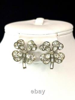 TRIFARI Rue de la Paix 1949 Earrings Diamanté Clover Demi-Lunes PAT PEND Box
