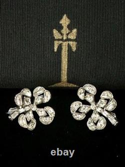 TRIFARI Rue de la Paix 1949 Earrings Diamanté Clover Demi-Lunes PAT PEND Box