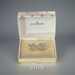 TRIFARI Rue de la Paix 1949 Earrings Diamanté Clover Demi-Lunes PAT PEND Box