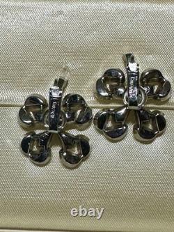 TRIFARI Rue de la Paix 1949 Earrings Diamanté Clover Demi-Lunes PAT PEND Box