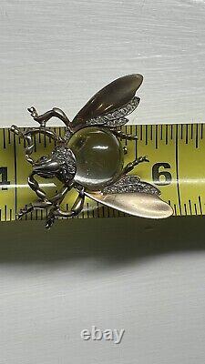 TRIFARI STERLING Large Jelly Belly Fly BROOCH Alfred Philippe CIRCA 1944