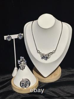 TRIFARI Sapphire-Blue Set 1954 Alfred Philippe Trifanium Rhinestones PAT PEND