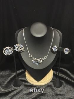 TRIFARI Sapphire-Blue Set 1954 Alfred Philippe Trifanium Rhinestones PAT PEND