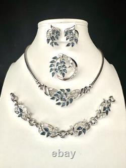 TRIFARI Sapphire-Blue Set Trifanium Alfred Philippe Pear Rhinestones PAT PEND