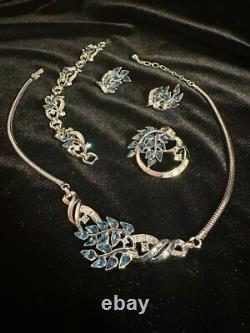 TRIFARI Sapphire-Blue Set Trifanium Alfred Philippe Pear Rhinestones PAT PEND