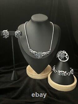 TRIFARI Sapphire-Blue Set Trifanium Alfred Philippe Pear Rhinestones PAT PEND