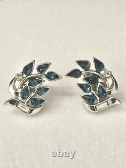 TRIFARI Sapphire-Blue Set Trifanium Alfred Philippe Pear Rhinestones PAT PEND