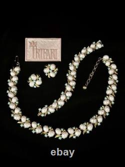 TRIFARI Southampton 1959 Set White Turquoise Baroque Seed Gold Alfred Philippe
