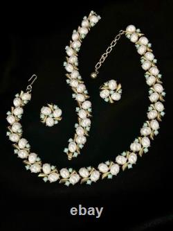 TRIFARI Southampton 1959 Set White Turquoise Baroque Seed Gold Alfred Philippe