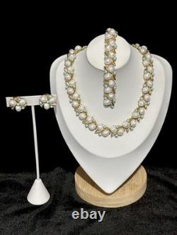 TRIFARI Southampton 1959 Set White Turquoise Baroque Seed Gold Alfred Philippe