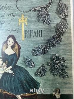 TRIFARI Spring Fantasy 1952 Set Ice-Blue Navette Rhodium Alfred Philippe Box