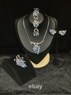 TRIFARI Spring Fantasy 1952 Set Ice-Blue Navette Rhodium Alfred Philippe Box