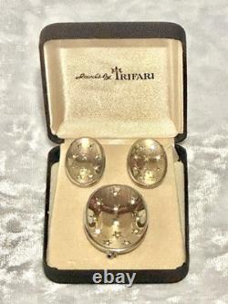 TRIFARI Star Spangled Set Earrings Brooch Alfred Philippe Honeycomb withBOX
