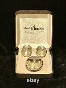 TRIFARI Star Spangled Set Earrings Brooch Alfred Philippe Honeycomb withBOX