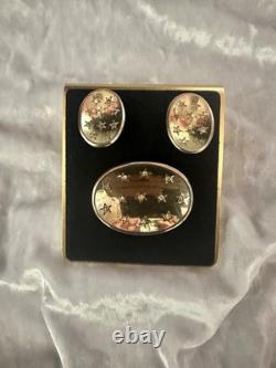 TRIFARI Star Spangled Set Earrings Brooch Alfred Philippe Honeycomb withBOX