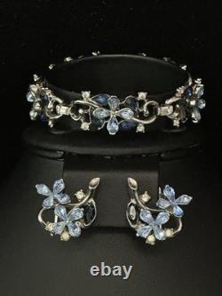 TRIFARI Starflower 1951 Earrings Bracelet Sapphire Blue Alfred Philippe Crown