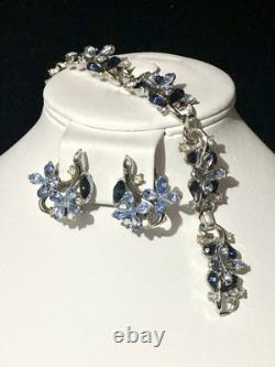 TRIFARI Starflower 1951 Earrings Bracelet Sapphire Blue Alfred Philippe Crown