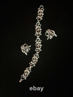 TRIFARI Starflower 1951 Earrings Bracelet Sapphire Blue Alfred Philippe Crown