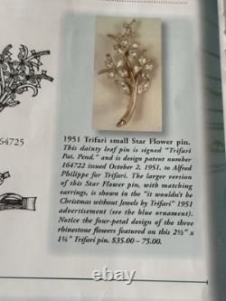 TRIFARI Starflower Set 1951 Gold Crystal Teardrop Alfred Philippe PAT PEN Book