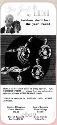 TRIFARI Stars of Baguettes 1953 Set Spangle Crystals Alfred Philippe Crown