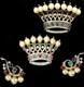 TRIFARI Sterling A. Philippe Large & Small Royal Crown of Pearls Pins & Earrings