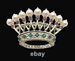 TRIFARI Sterling A. Philippe Large & Small Royal Crown of Pearls Pins & Earrings