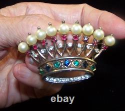 TRIFARI Sterling A. Philippe Large & Small Royal Crown of Pearls Pins & Earrings