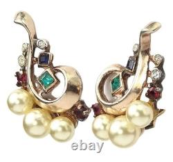 TRIFARI Sterling A. Philippe Large & Small Royal Crown of Pearls Pins & Earrings