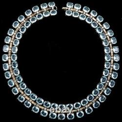TRIFARI Sterling'Alfred Philippe' Aquamarine and Diamante Necklace & Bracelet