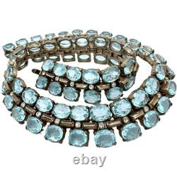 TRIFARI Sterling'Alfred Philippe' Aquamarine and Diamante Necklace & Bracelet