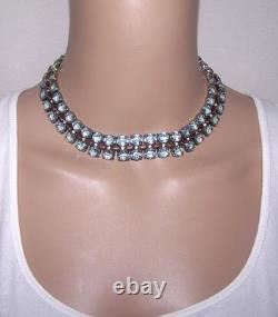 TRIFARI Sterling'Alfred Philippe' Aquamarine and Diamante Necklace & Bracelet