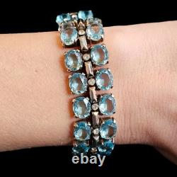 TRIFARI Sterling'Alfred Philippe' Aquamarine and Diamante Necklace & Bracelet