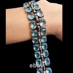 TRIFARI Sterling'Alfred Philippe' Aquamarine and Diamante Necklace & Bracelet