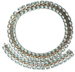 TRIFARI Sterling'Alfred Philippe' Aquamarine and Diamante Necklace & Bracelet