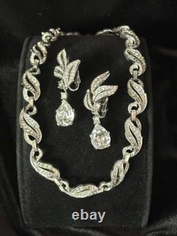 TRIFARI Teardrop Demi-Parure Alfred Philippe Dangle Pave' Leaves Trifanium Crown