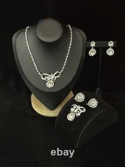 TRIFARI Teardrop Halo Parure 1952 Crystal Rhodium Alfred Philippe PAT PEND Box