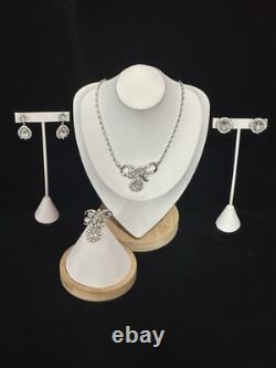 TRIFARI Teardrop Halo Parure 1952 Crystal Rhodium Alfred Philippe PAT PEND Box