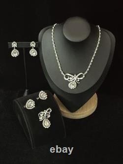 TRIFARI Teardrop Halo Parure 1952 Crystal Rhodium Alfred Philippe PAT PEND Box
