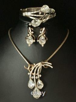 TRIFARI Teardrop PAT PEND Alfred Philippe Earrings Bracelet Brooch/Necklace