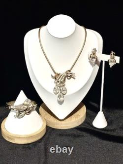 TRIFARI Teardrop PAT PEND Alfred Philippe Earrings Bracelet Brooch/Necklace