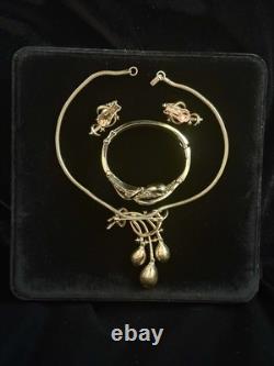 TRIFARI Teardrop PAT PEND Alfred Philippe Earrings Bracelet Brooch/Necklace