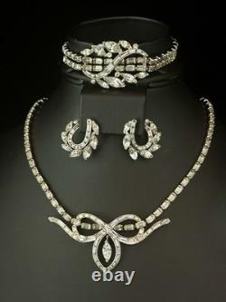 TRIFARI The Duchess 1951 Set Baguettes Marquise Rhodium A. Philippe PAT PEND