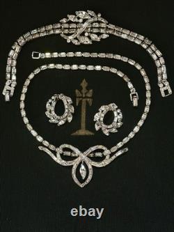 TRIFARI The Duchess 1951 Set Baguettes Marquise Rhodium A. Philippe PAT PEND