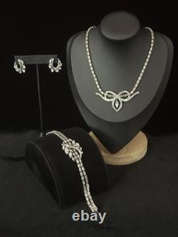 TRIFARI The Duchess 1951 Set Baguettes Marquise Rhodium A. Philippe PAT PEND