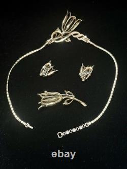 TRIFARI Tulip Set 1951 Gold Baguette Rhinestones Alfred Philippe PAT PEND