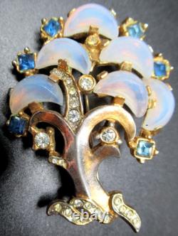TRIFARI Unsigned Clair De Lune Blue Rhinestone Tree of Life Pin Brooch