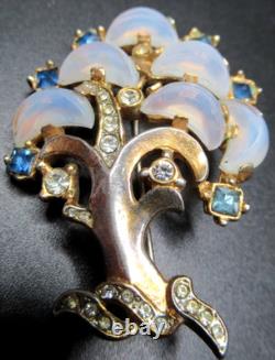 TRIFARI Unsigned Clair De Lune Blue Rhinestone Tree of Life Pin Brooch